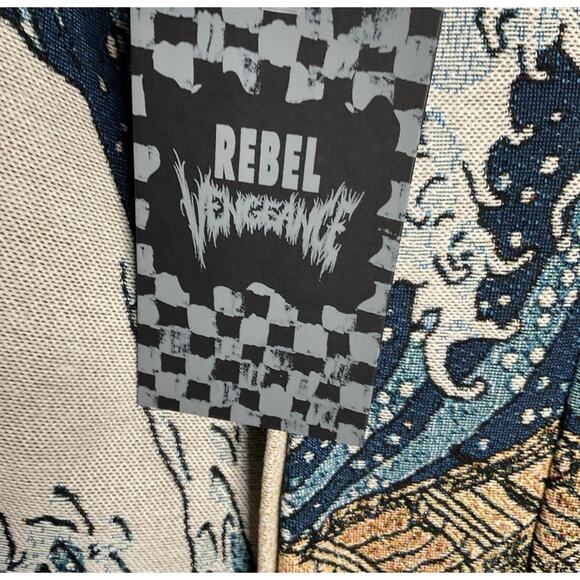 Rare The Great Wave Off Kanagawa Japan Tapestry Jacket Men's L Rebel Vengeance - Picture 7 of 8